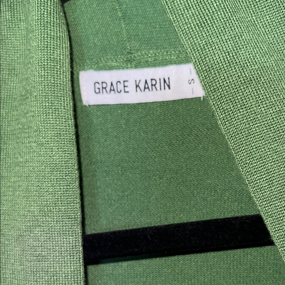 Grace Karin Olive Green Open Cardigan - Picture 3 of 4